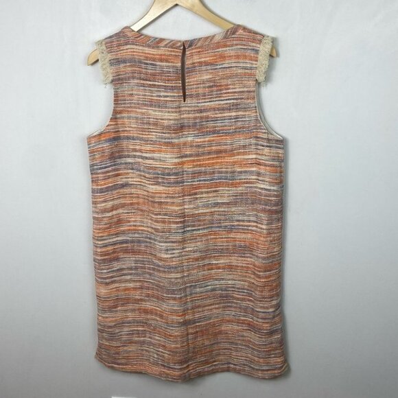 NWT Lilla P Slub Tweed Casual Newport Dress Orange Combo Size Large Boho Shift L - Picture 14 of 16